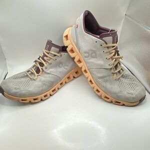 ON Cloud X Womens 7.5 Running Trainer Shoe Grey Orange Athletic Sport